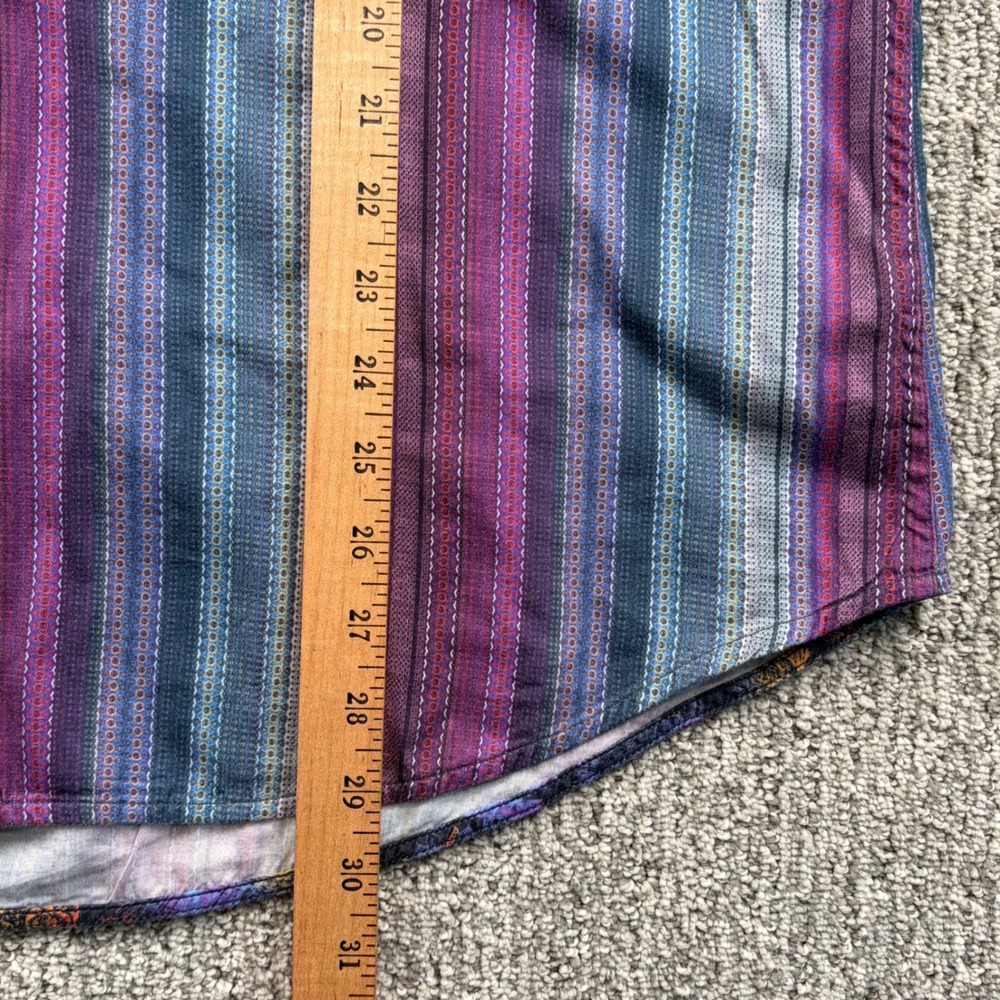 Robert Graham Button Down Mens Large Purple Striped Tailored Fit Floral Cuffs - Picture 8 of 9